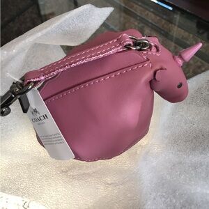 Coach Pink "Uni Coin" Unicorn Coin Purse / Bag Charm Rare NWT